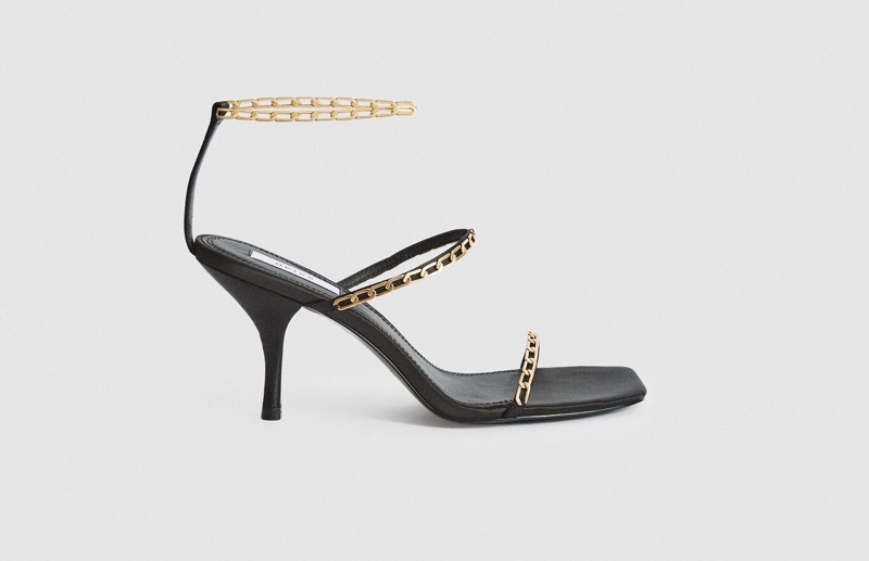 Reiss Magda Chain Satin Strappy Heeled Sandals $320