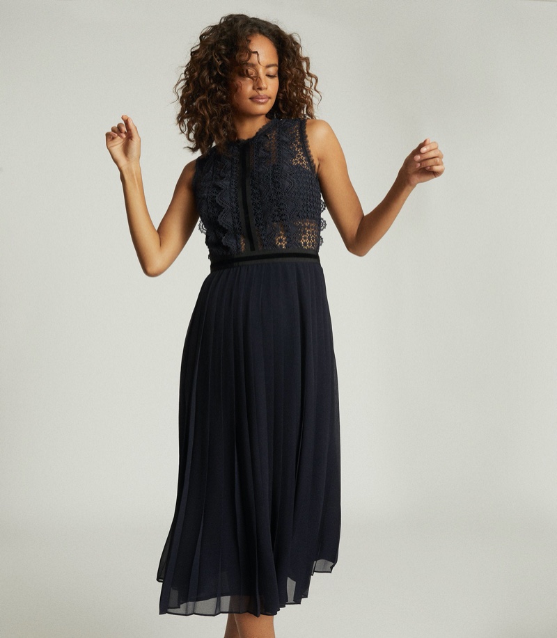 Reiss Tenley Lace Detailed Midi Dress $520