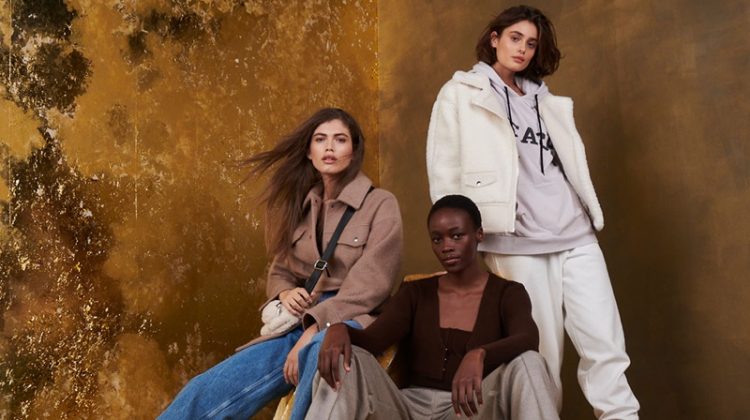 Valentina Sampaio, Michele Opiyo, and Taylor Hill star in Topshop Christmas 2020 campaign.