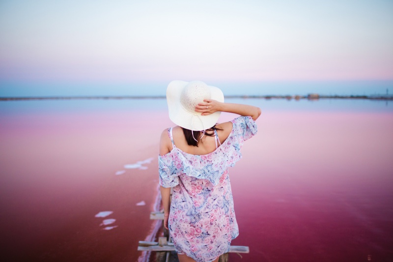 Woman Floral Print Dress Pink Salt Lake Australia