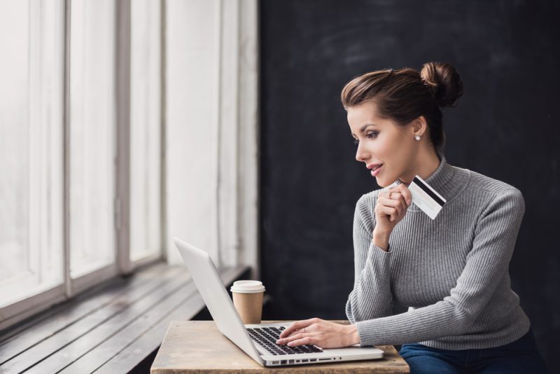 Woman Shopping Online with Credit Card