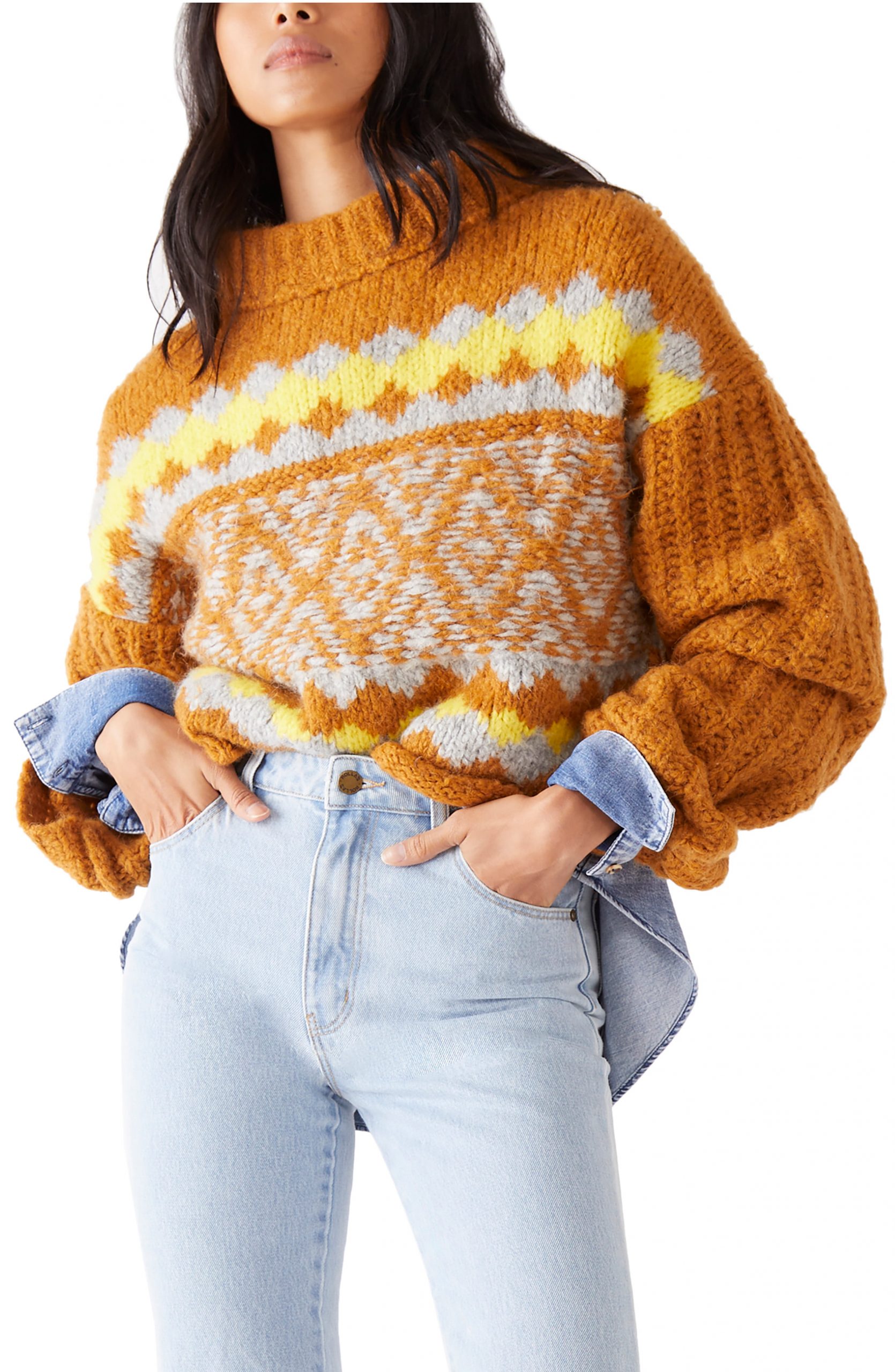 Download Women's Free People Alpine Crop Mock Neck Sweater, Size ...