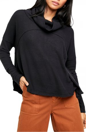Women's Free People Cozy Time Funnel Neck Top, Size X-Small - Black
