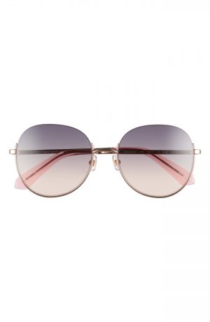 Women's Kate Spade New York Astelle 55mm Gradient Round Sunglasses - Rosegold/grey Fuschia Gradient