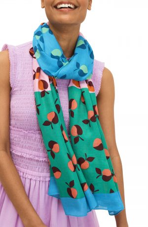Women's Kate Spade New York Colorblock Apples Scarf, Size One Size - Blue