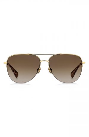 Women's Kate Spade New York Maisie 60mm Polarized Gradient Aviator Sunglasses - Dark Havana/ Brown Gradient