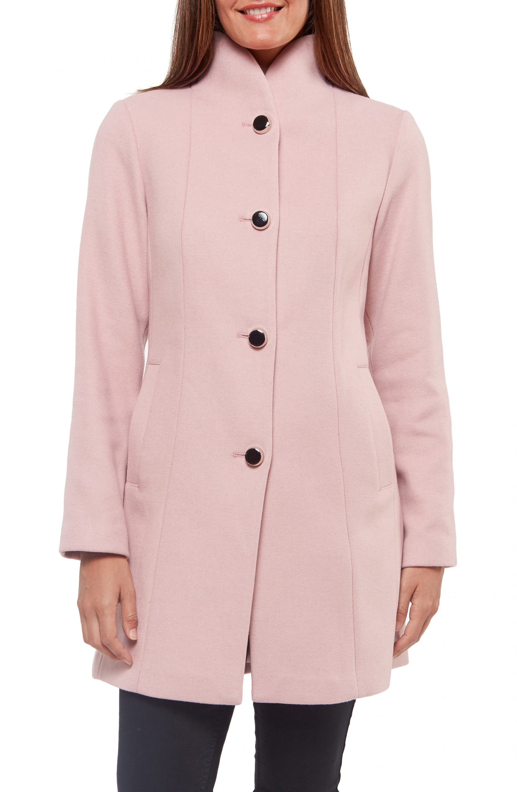 pink ladies wool coat