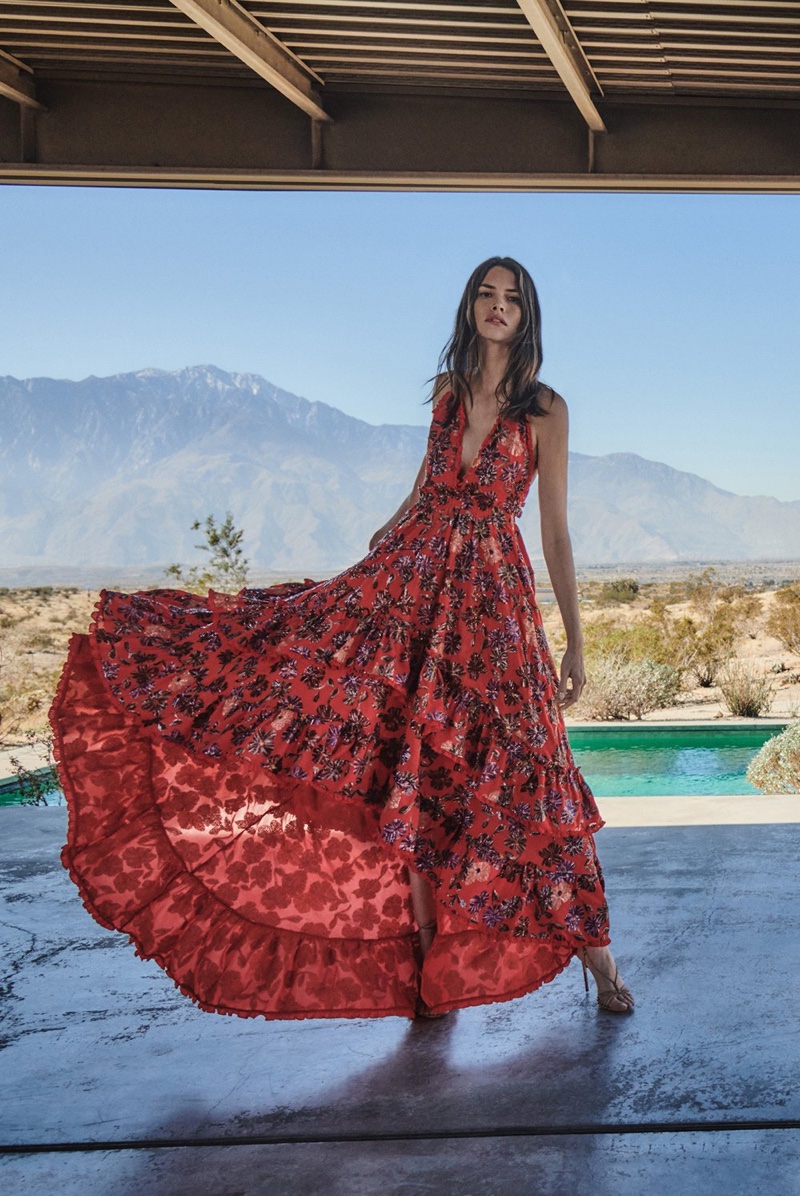 Striking a pose, Vanessa Moody models Alexis Primrose dress.