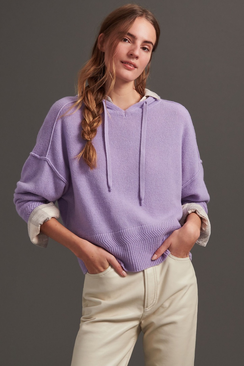 Anthropologie Dessa Sweater-Knit Hoodie in Lavender $188