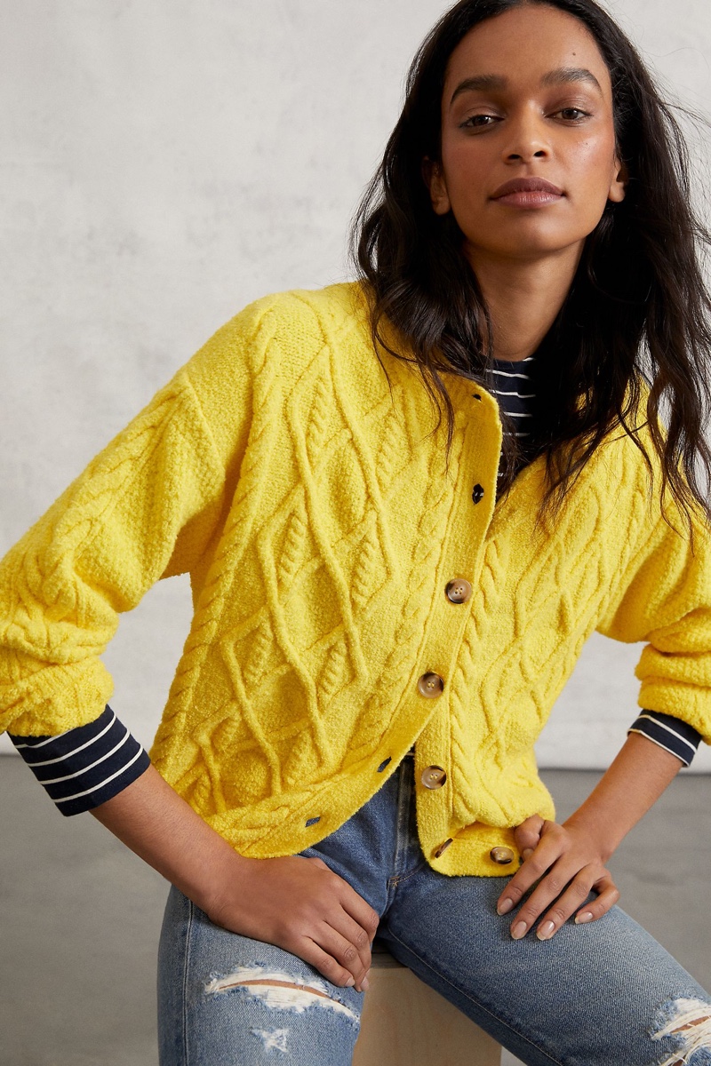 Anthropologie Joanie Cable-Knit Cardigan in Yellow $128