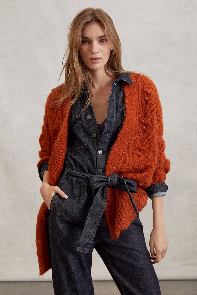 Anthropologie Nuria Textured Cardigan in Brown $138