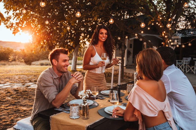 Attractive Friends Outdoor Party Drinks Table