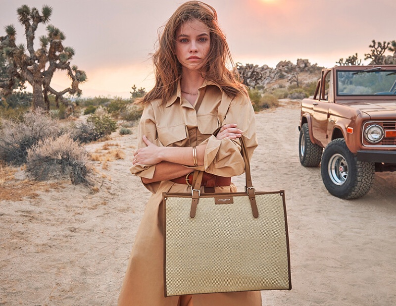 Model Barbara Palvin poses with Actual Midi bag from Lancaster.