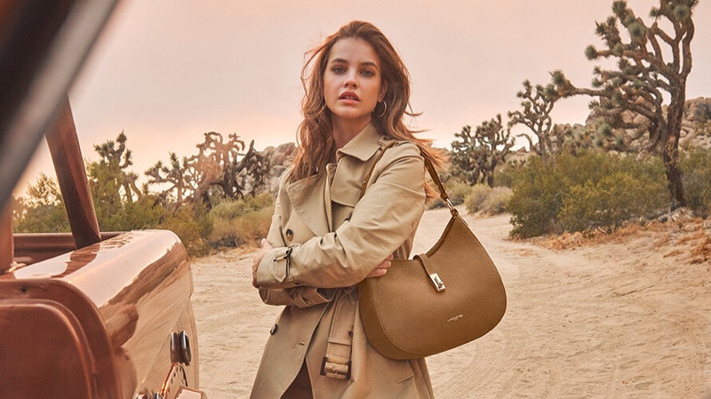 Posing with the Milano bag, Barbara Palvin fronts Lancaster spring-summer 2021 campaign.