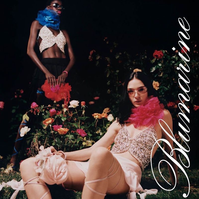 Blumarine's spring 2021 campaign features models Sokhna Niane and Mariacarla Boscono.