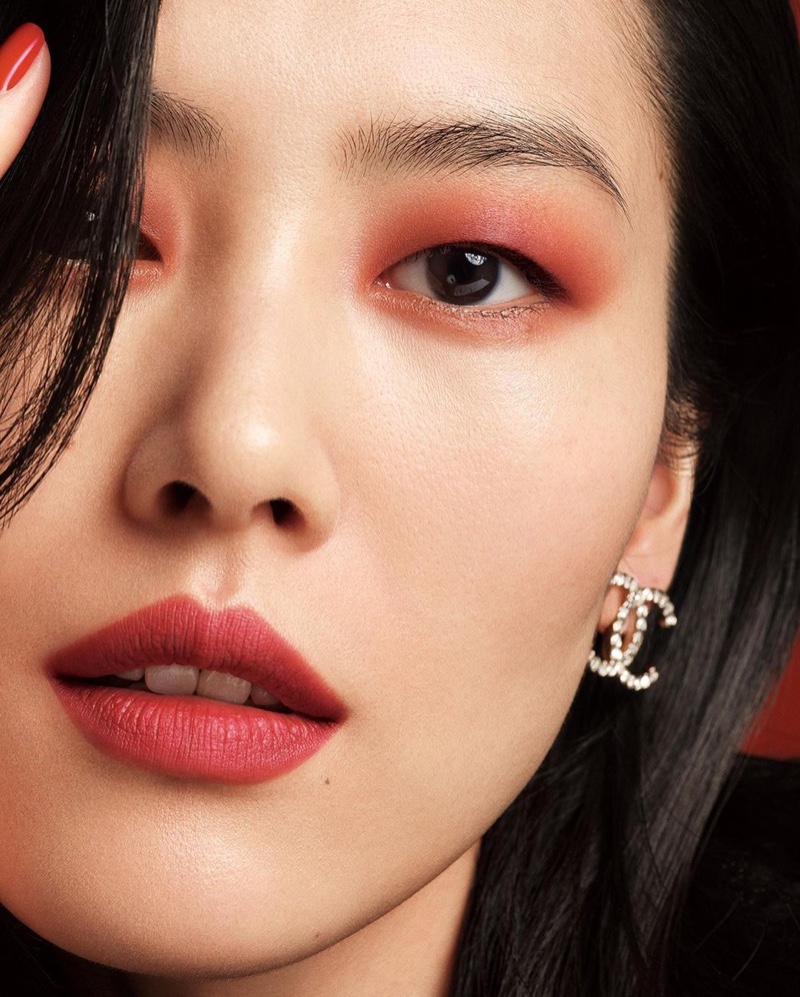 Red stands out in Chanel Colours of Chanel makeup campaign.