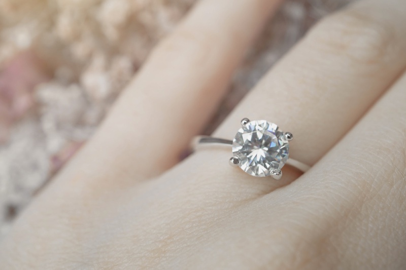 Closeup Diamond Engagement Ring