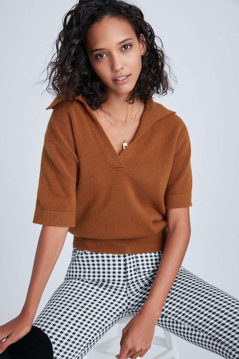 DemyLee Mason Cashmere Polo Top in Honey $327