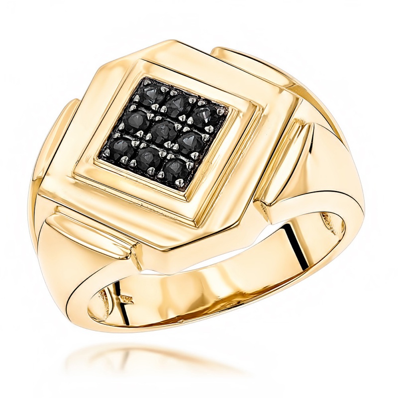 Diamond Fitted Gold Ring Men