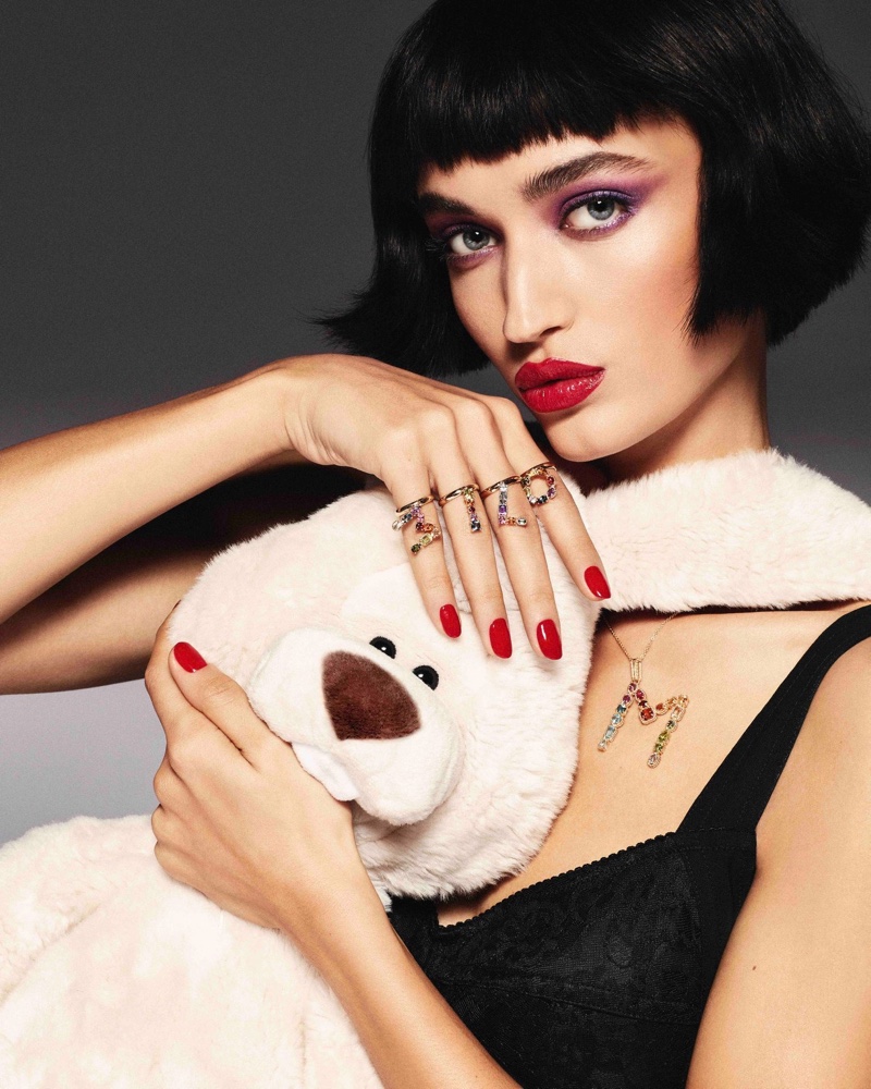 Beatrice Brusco fronts Dolce & Gabbana Alphabet jewelry collection.