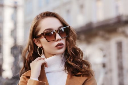 Square Peg, Round Hole - How to Choose the Right Sunglasses for Your Face Shape! Heart Shaped Face Model Angular Square Sunglasses
