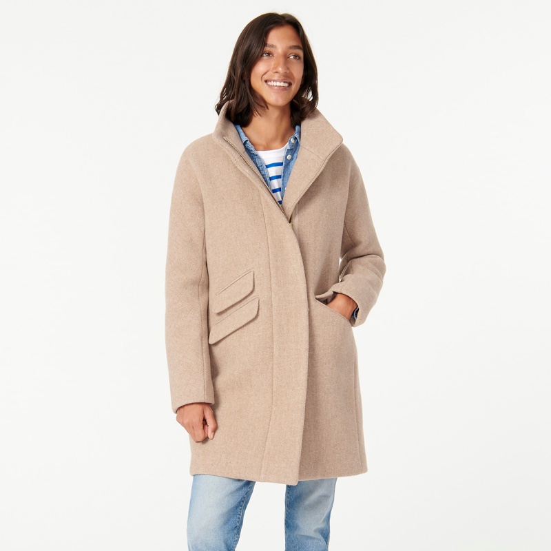 J. Crew Cocoon Coat in Italian Stadium-Cloth - Wool Sandstone $365