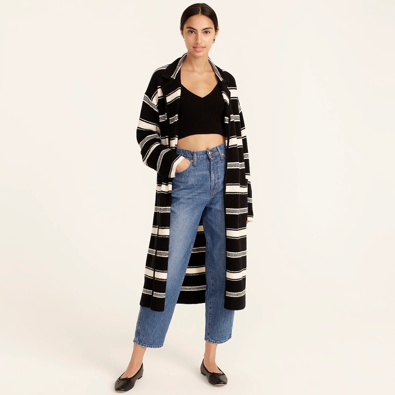 J. Crew Long Sweater-Coat Stripe $188