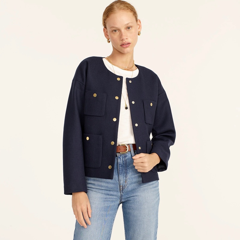 J. Crew Relaxed Lady Jacket in Double Serge Wool $298