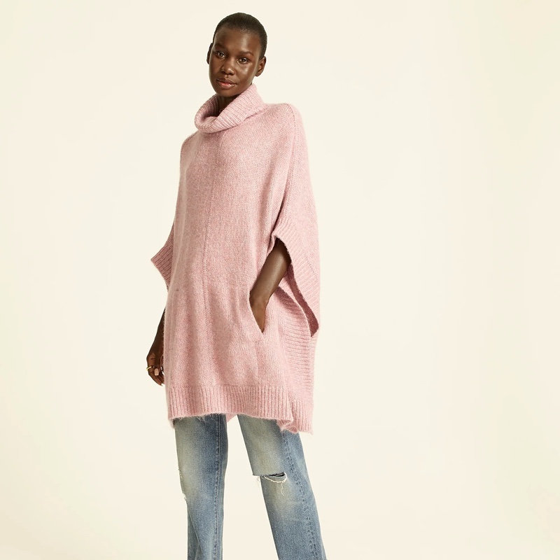 J. Crew Relaxed Turtleneck Poncho in Wisteria $158