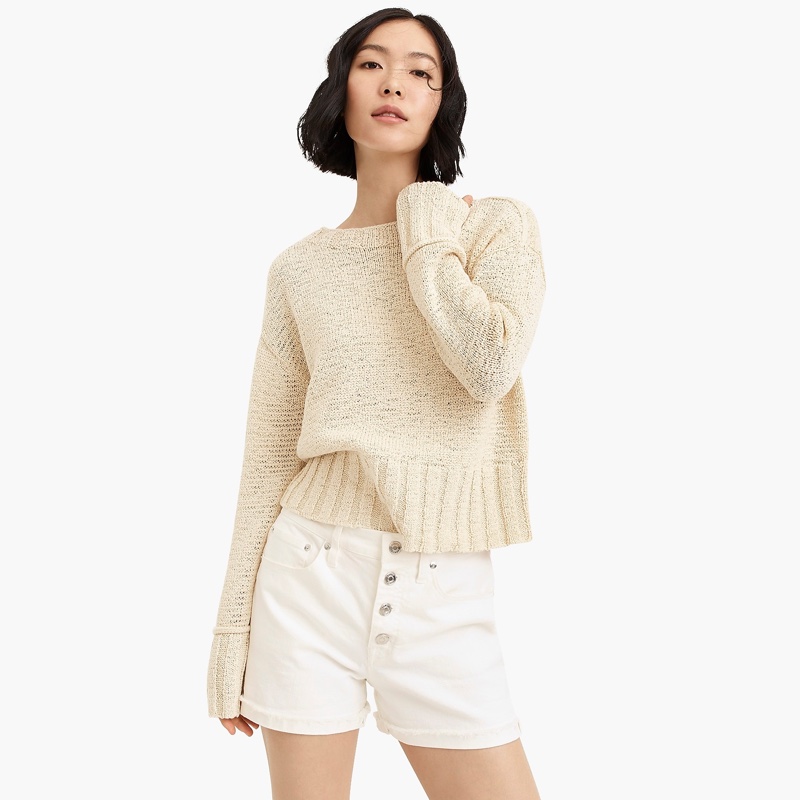 J. Crew Wide-Rib Crewneck Sweater in Natural $69.50