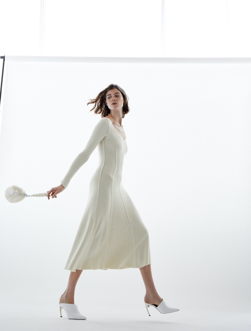 Jessica Burley Wears White Outfits for Harper's Bazaar Arabia