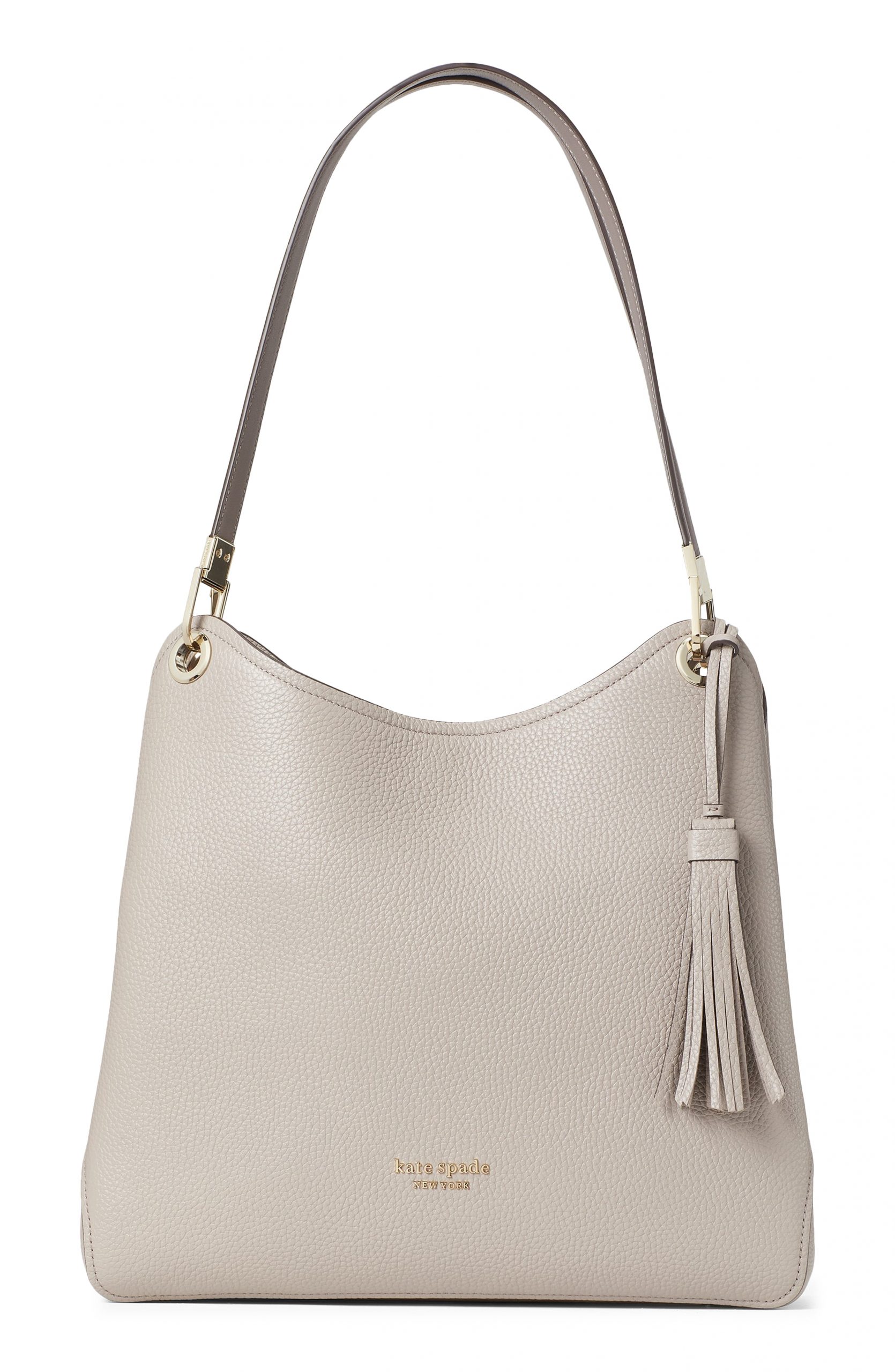Kate Spade New York Large Loop Leather Shoulder Bag - Beige | Fashion ...