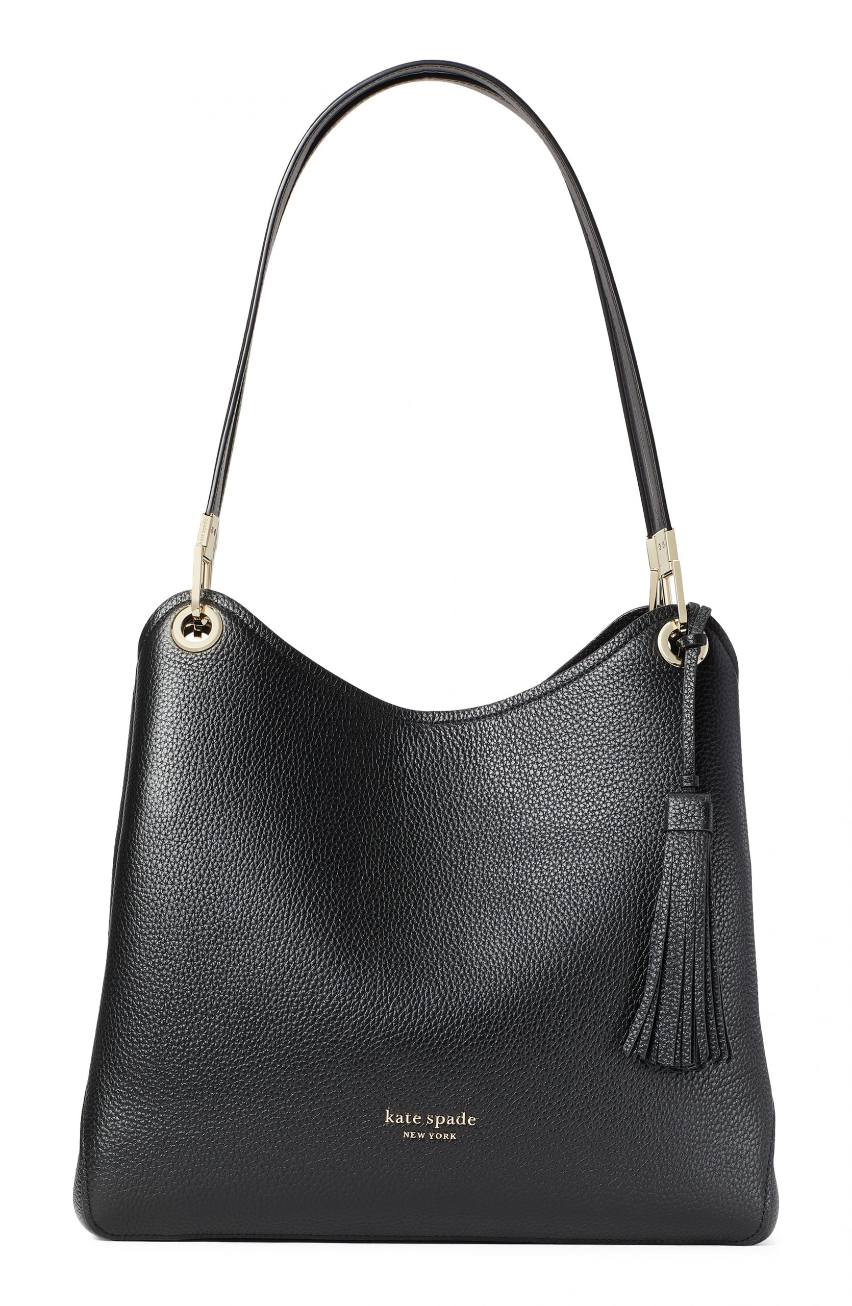 Kate Spade New York Large Loop Leather Shoulder Bag - Black | Fashion