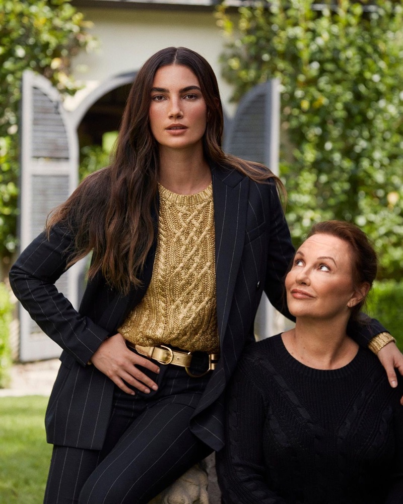 Lily Aldridge and mother Laura pose for Lauren Ralph Lauren Holiday 2020 campaign.