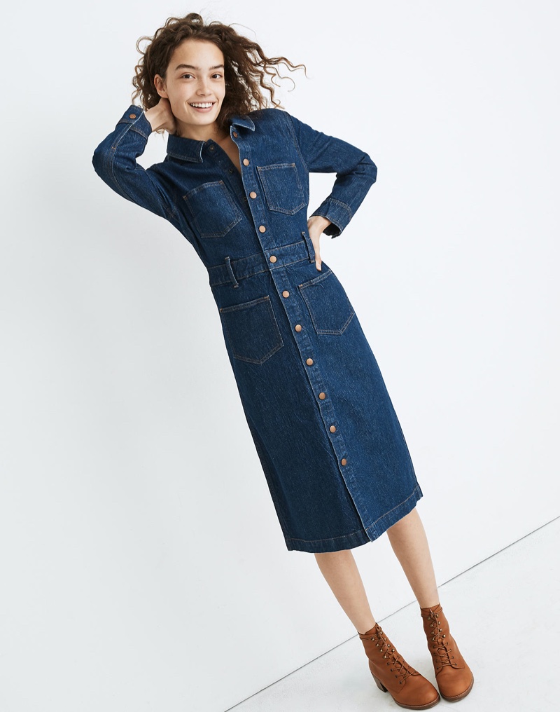 Madewell Denim Snap-Front Midi Shirtdress $89.99