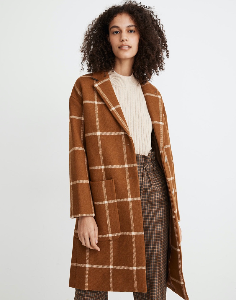 Madewell Windowpane Elmcourt Coat in Insuluxe Fabric $288