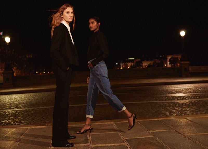 Felice Noordhoff and Malika Louback pose for Massimo Dutti Lights On editorial.