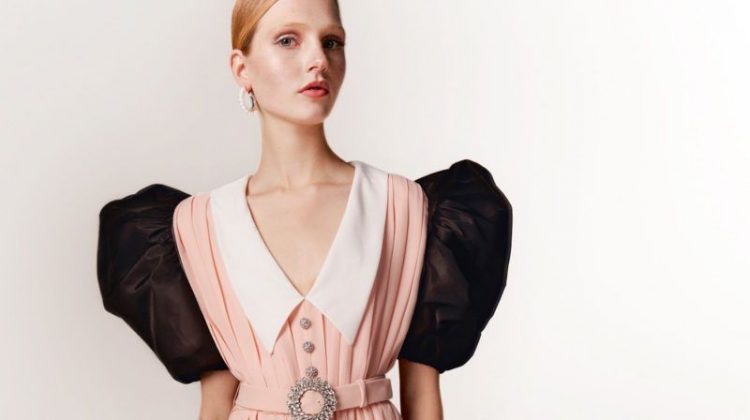 A look at a dress from Miu Miu's Upcycled collection.