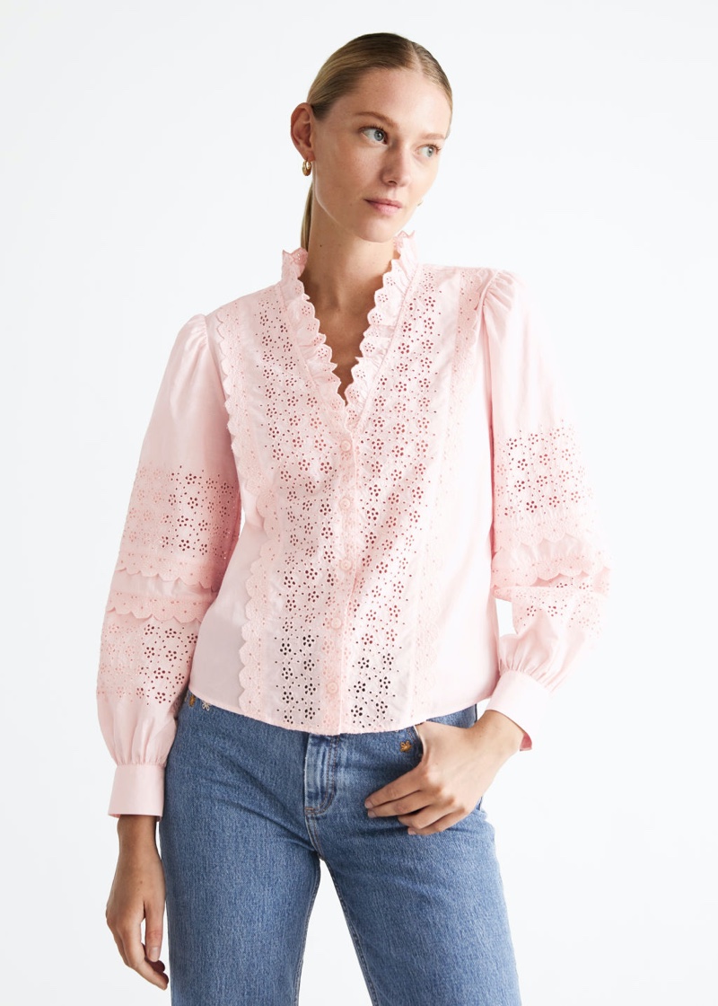 & Other Stories Embroidered Blouse $99