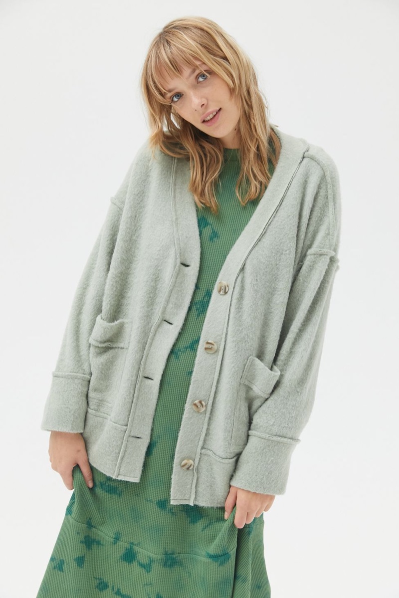 Out From Under Whisper Knit Cardigan in Light Green $39