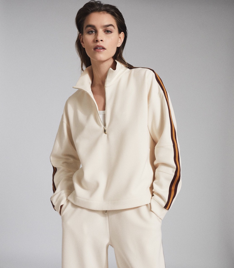 Reiss Libby Side Striped Loungewear Zip Through $245