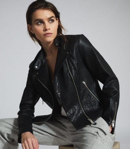 New Arrivals: REISS Showcases Winter Must Haves Reiss Luella Textured Leather Biker Jacket $795