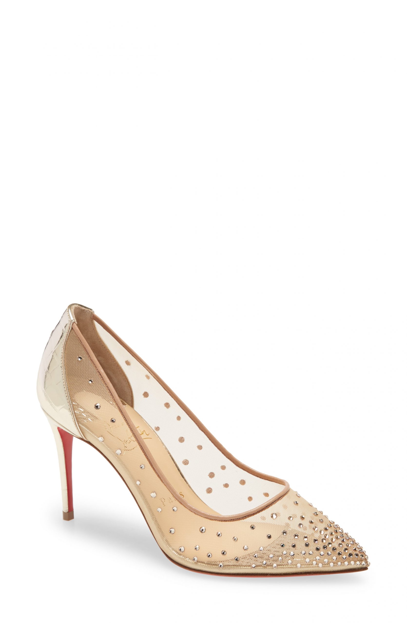 Women's Christian Louboutin Follies Crystal Mesh Pump, Size - Metallic | Fashion Gone Rogue