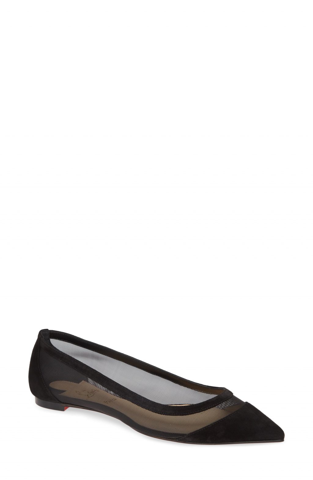christian louboutin galativi mesh pointed red sole flats