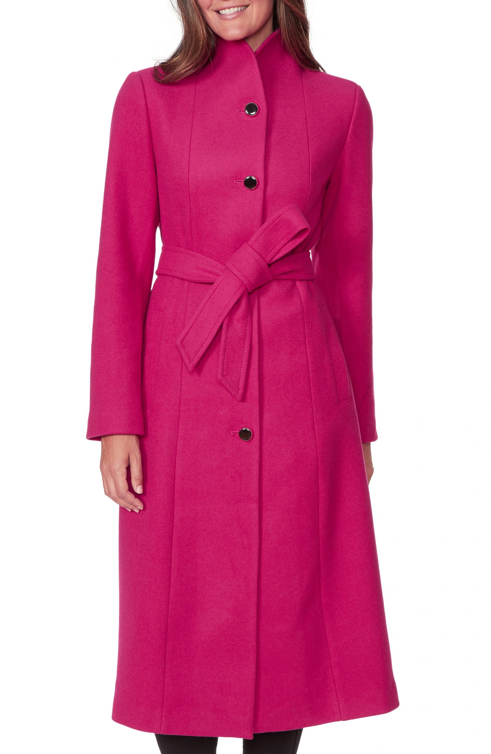 Women’s Kate Spade New York Belted Wool Blend Coat, Size Medium - Pink ...