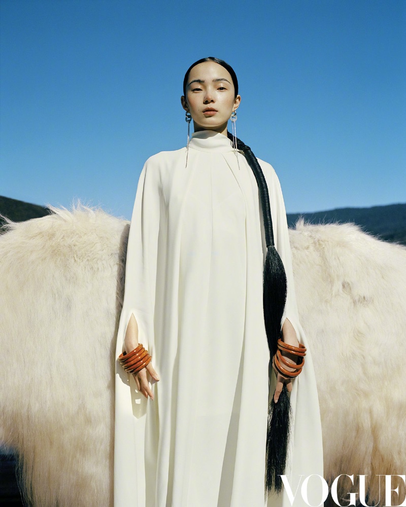 Xiao Wen Ju Poses in Enchanting Styles for Vogue China