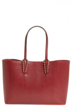 Christian Louboutin Small Cabata Snake Embossed Leather Tote - Red