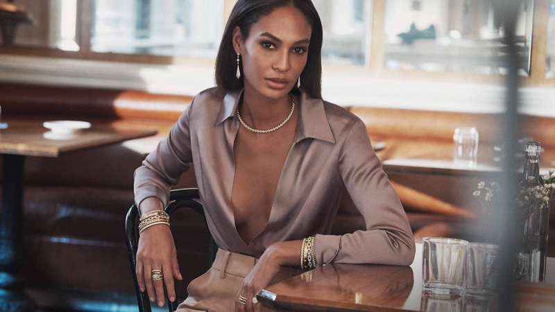 Joan Smalls poses in New York for David Yurman spring-summer 2021 campaign.