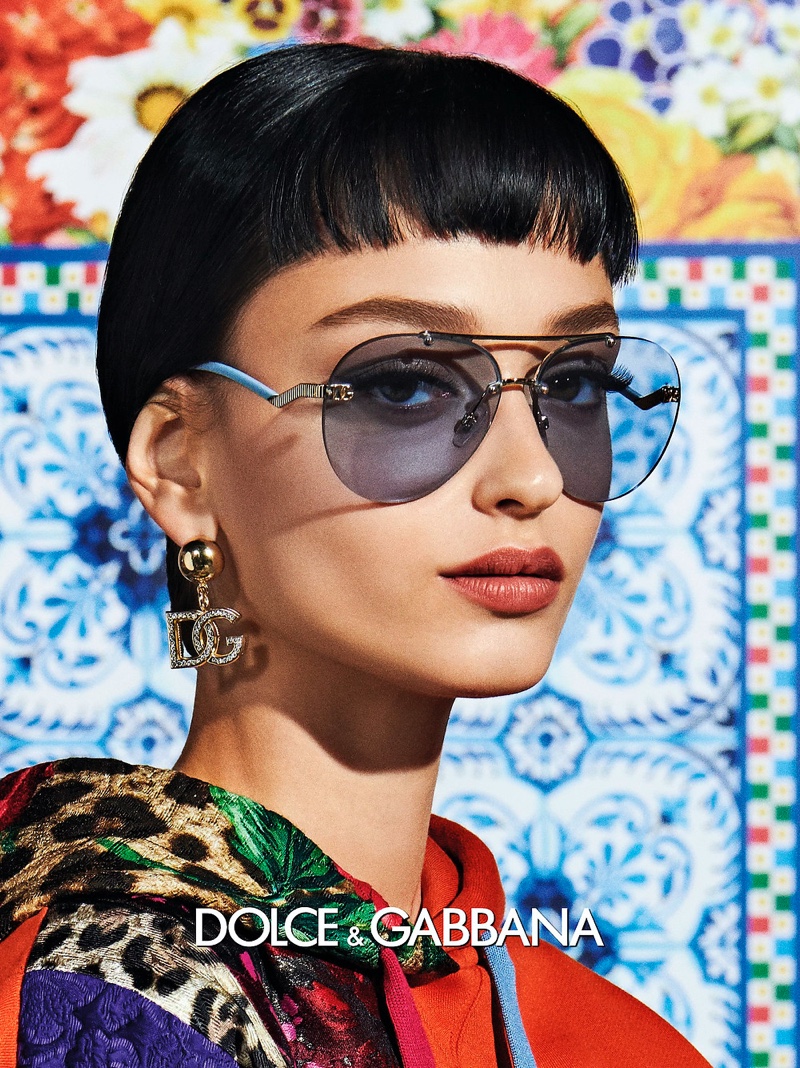 Ivana Trivić poses for Dolce & Gabbana Eyewear spring-summer 2021 campaign.