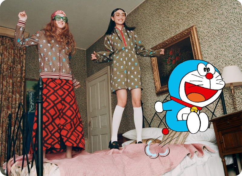 Doraemon x Gucci features apparel, accessories, and footwear.